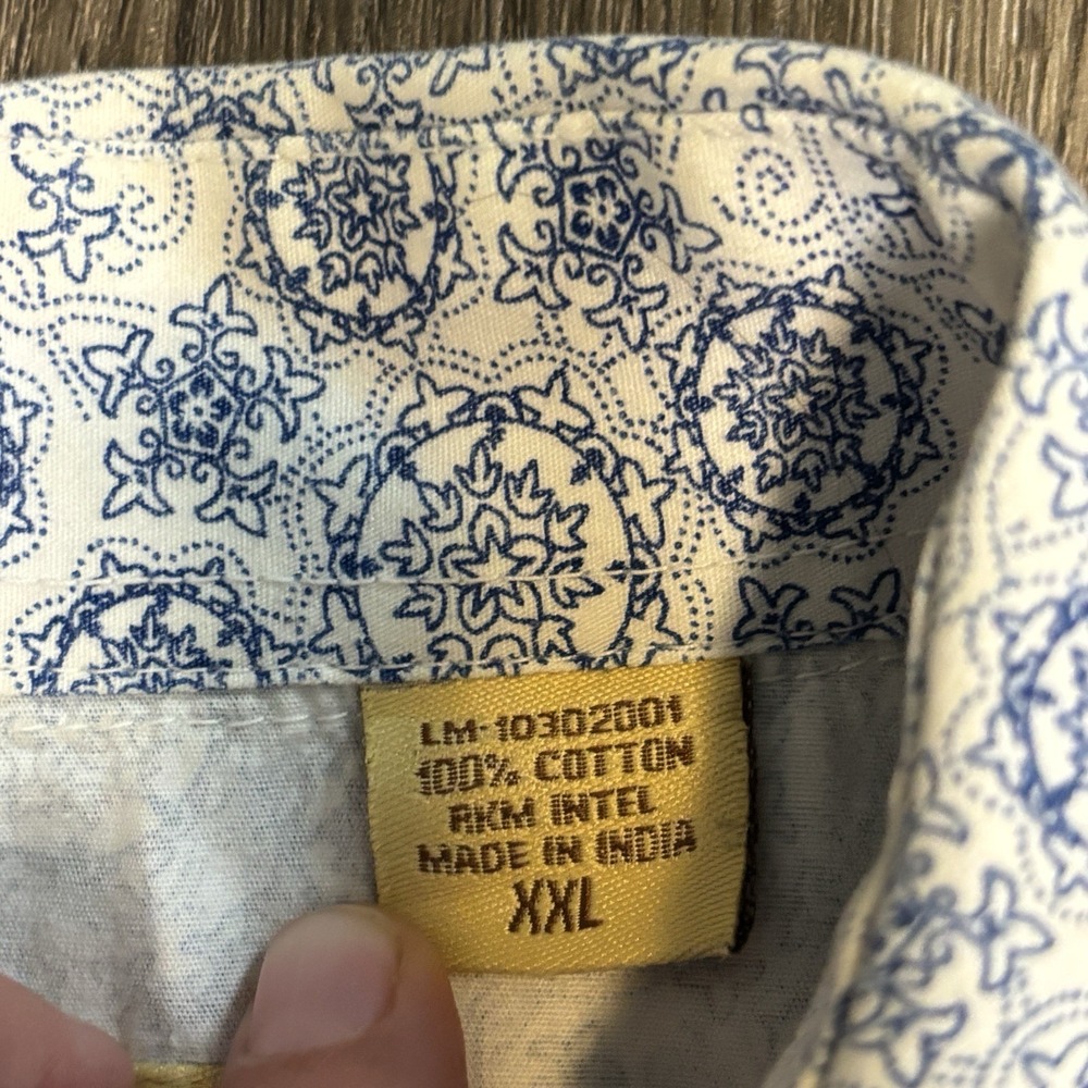 Larry Mahan Shirt Mens XXL Cowboy Collection Blue Paisley Pearl Snap Sawtooth - Picture 9 of 13